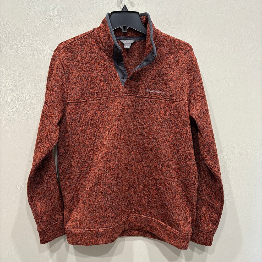 Eddie Bauer Men’s Radiator Fleece Snap-Front Pullover Orange Rust - Size: Medium
